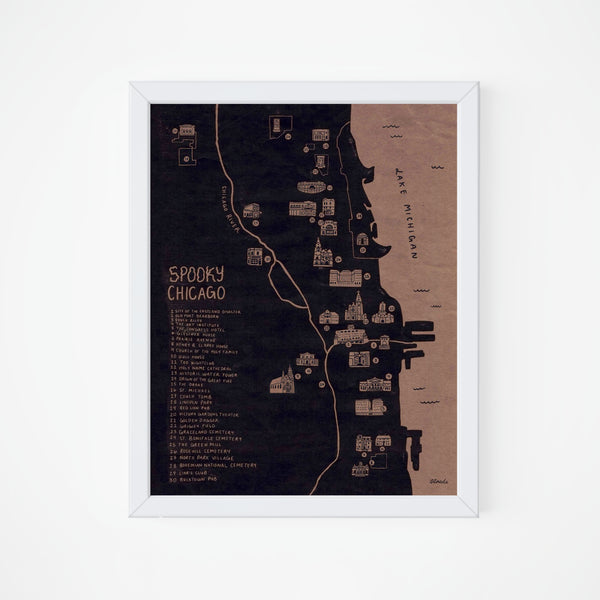 8x10 Chicago Spooky Map